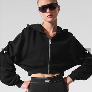 ALO Yoga Black Cropped Hoodie Jacket